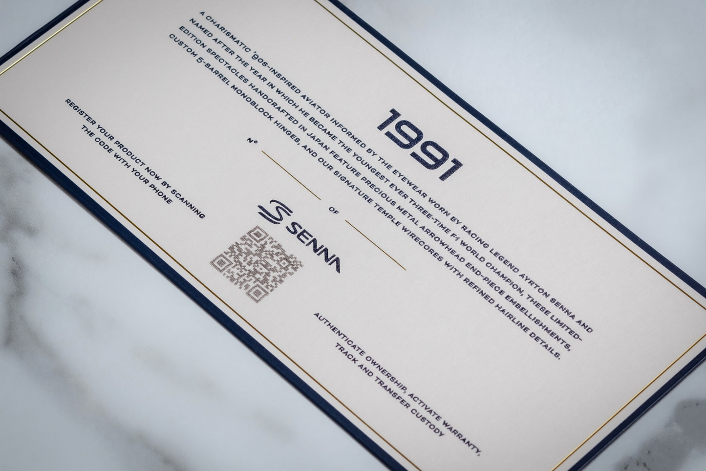 limited edition Ayrton Senna for JMM authentication card with purchase