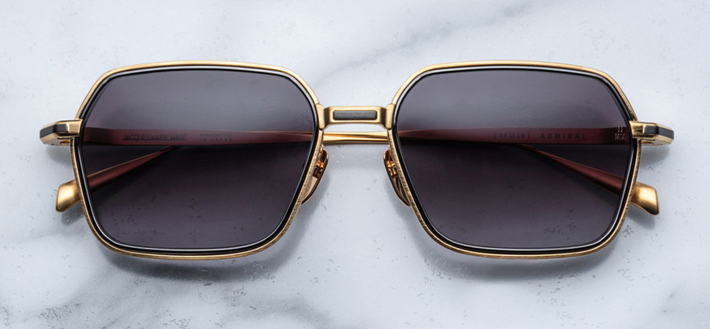 Jacques Marie Mage Admiral Cia sunglasses, front view showing black titanium frame and gradient lenses, displayed at WINK Optometrists Melbourne