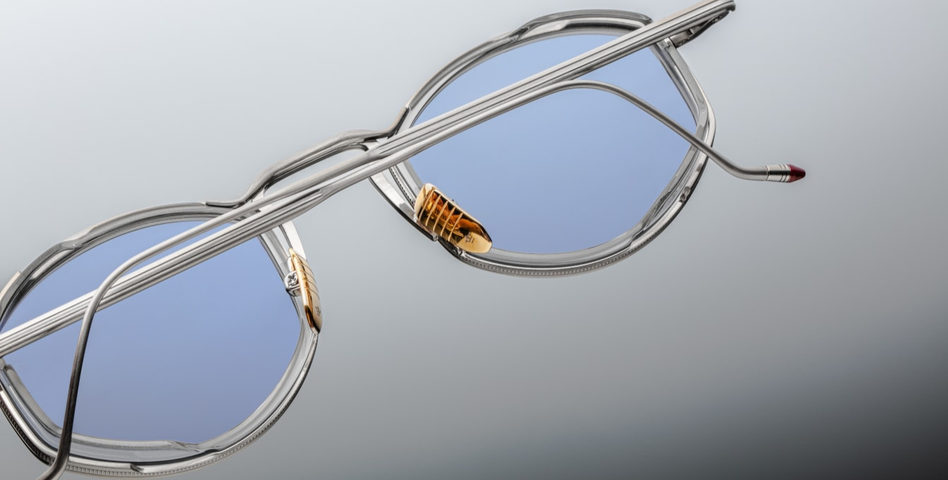 Jacques Marie Mage Aragon glasses from the rear, revealing internal nose pads and sculptural frame structure. displayed at WINK Optometrists Melbourne