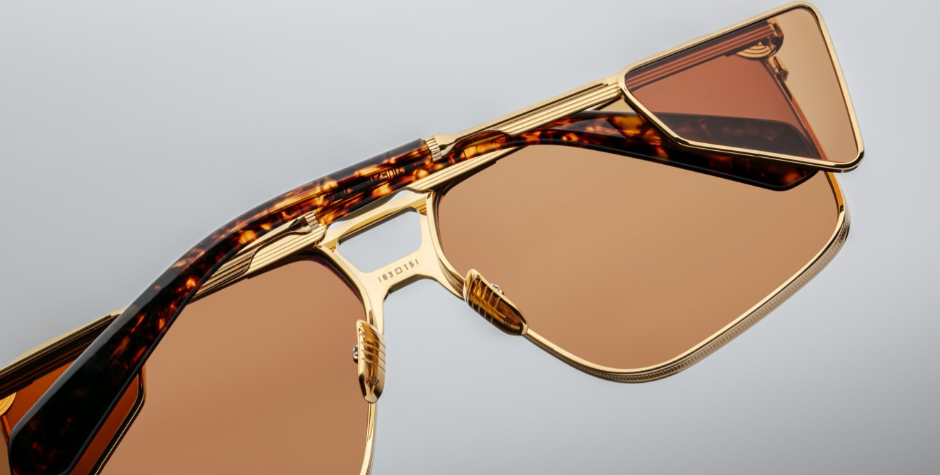 Back view of Jacques Marie Mage Assen glasses showing detailed metal nose pieces and tortoise shell temple tips