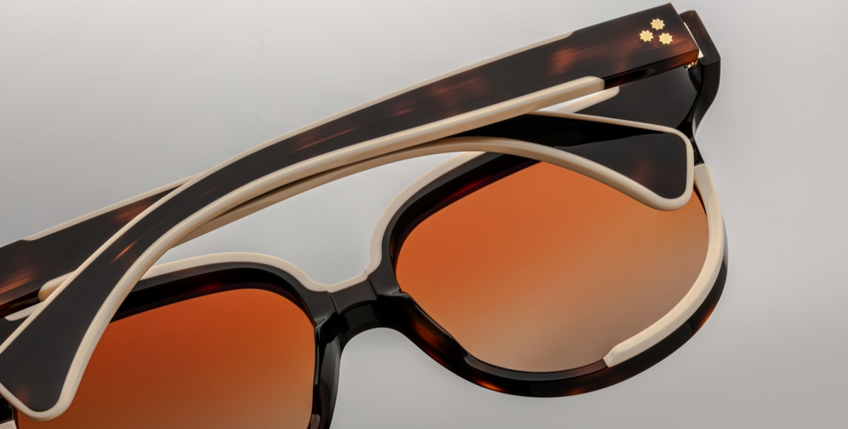 back view of Jacques Marie Mage Cleveland in Havana – limited‑edition, handcrafted in Japan. Brown 7 mm cured cellulose acetate frames with double‑laminated temples, ‘80s‑inspired luster & gradient lenses. Available at WINK Optometrists