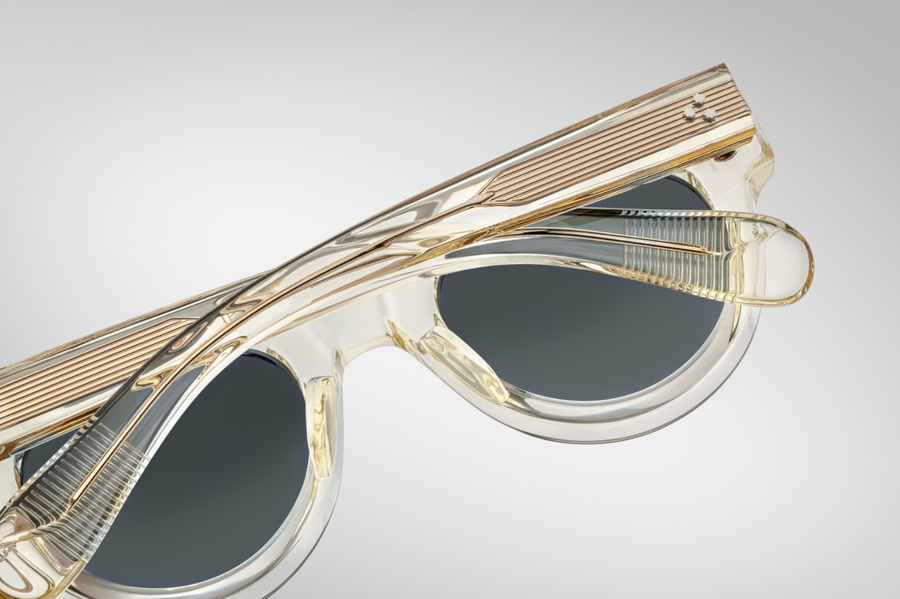 A rear view of the Molitor Brut Spruce sunglasses, emphasizing the clean lines and the subtle double-bridge design. The temples are slightly angled, ensuring a comfortable fit. The frame's bold silhouette and premium materials reflect Jacques Marie Mage's commitment to luxury and craftsmanship.