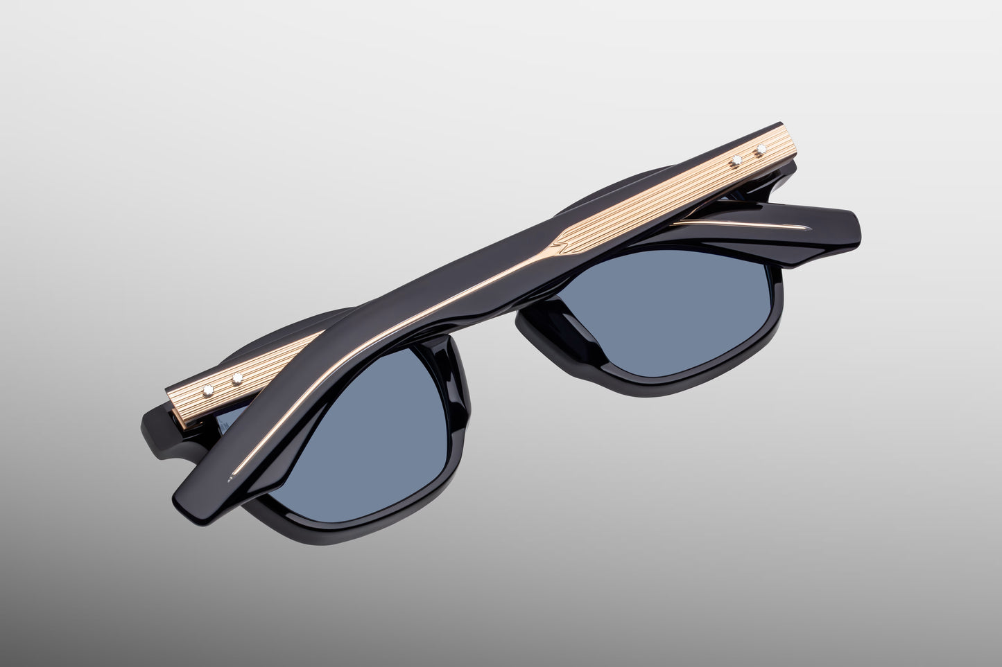 Jacques Marie Mage Zephirin 47 Lacquer sunglasses rear view highlighting premium translucent blue acetate construction, sculpted temples and artisan Japanese craftsmanship