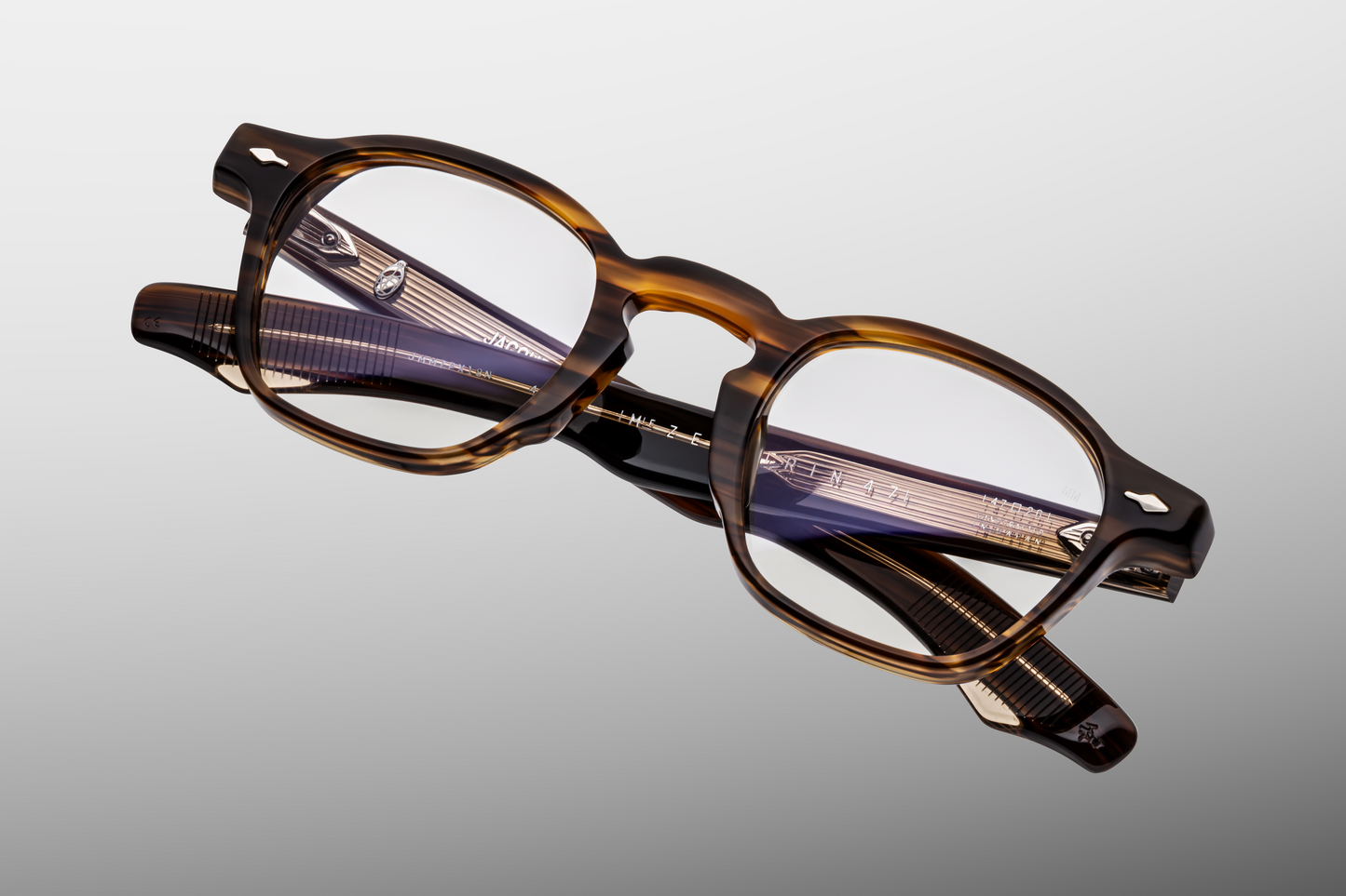 Close-up front shot of Zephirin hazel superlight brown glasses, showing full brown acetate frame and brown tinted lenses