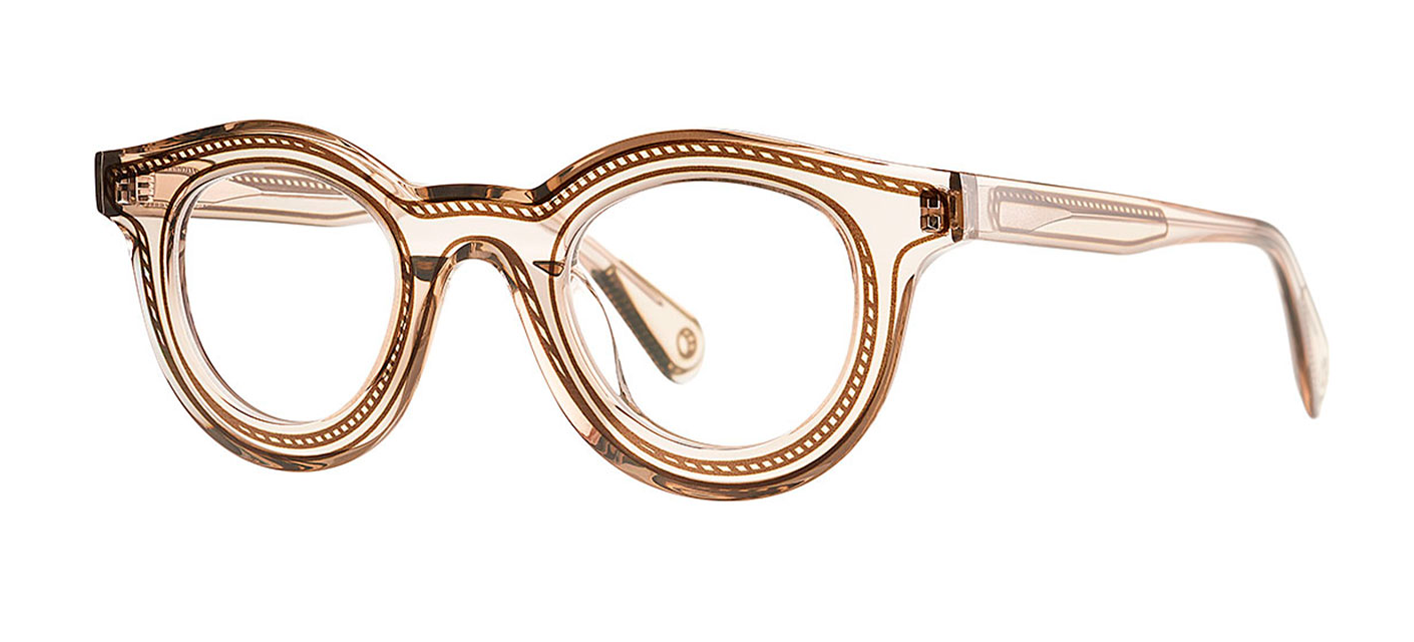 THEO YH IN COLOUR 013 TRANSPARENT BROWN IN THE THEO BOURBON WAY EYEWITNESS FAMILY AVAILABLE AT WINK OPTOMETRISTS MELBOURNE AUSTRALIA. THEO LOVES YOU