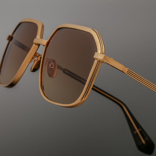 Softer, rectangular, late-‘70s-inspired glasses from Jacques Marie Mage’s Titanium Series, featuring a new V-shaped profile, custom hidden hinge, and hairline epoxy details.