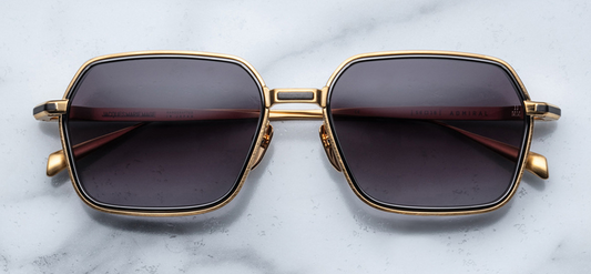 Jacques Marie Mage Admiral Cia sunglasses, front view showing black titanium frame and gradient lenses, displayed at WINK Optometrists Melbourne