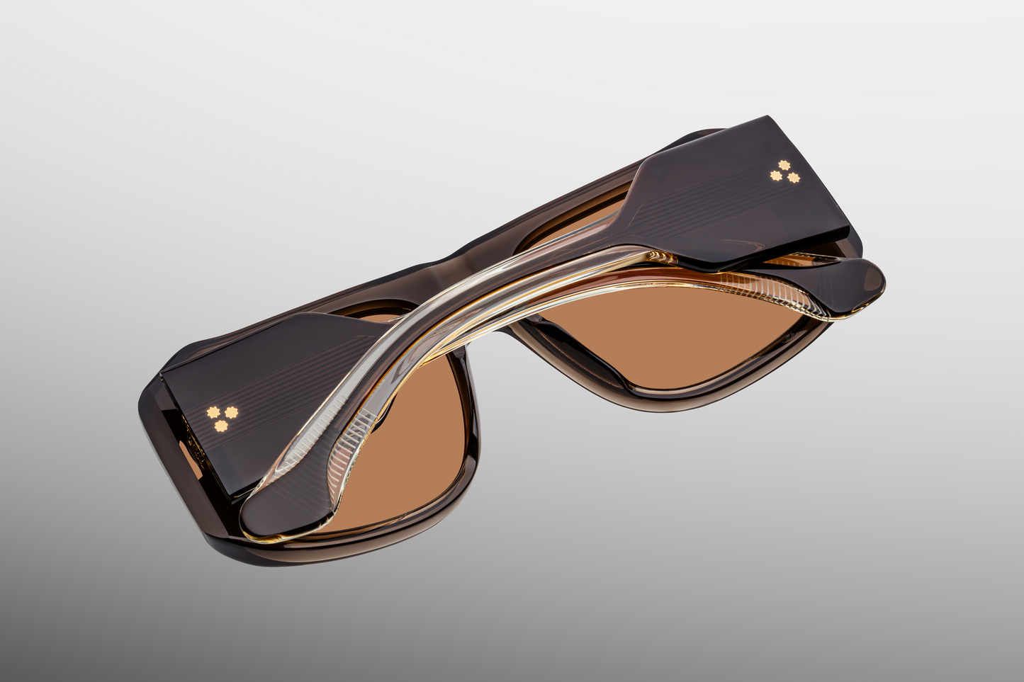 Close up back detail of Jacques Marie Mage Alfie London sunglasses highlighting handcrafted Japanese acetate frame construction – available at Wink Optometrists