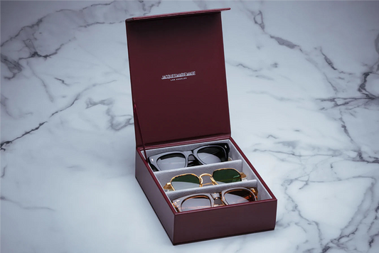 Side profile of the Jacques Marie Mage Large Collector’s Tray highlighting raised edges and sleek craftsmanship, available at WINK Optometrists.