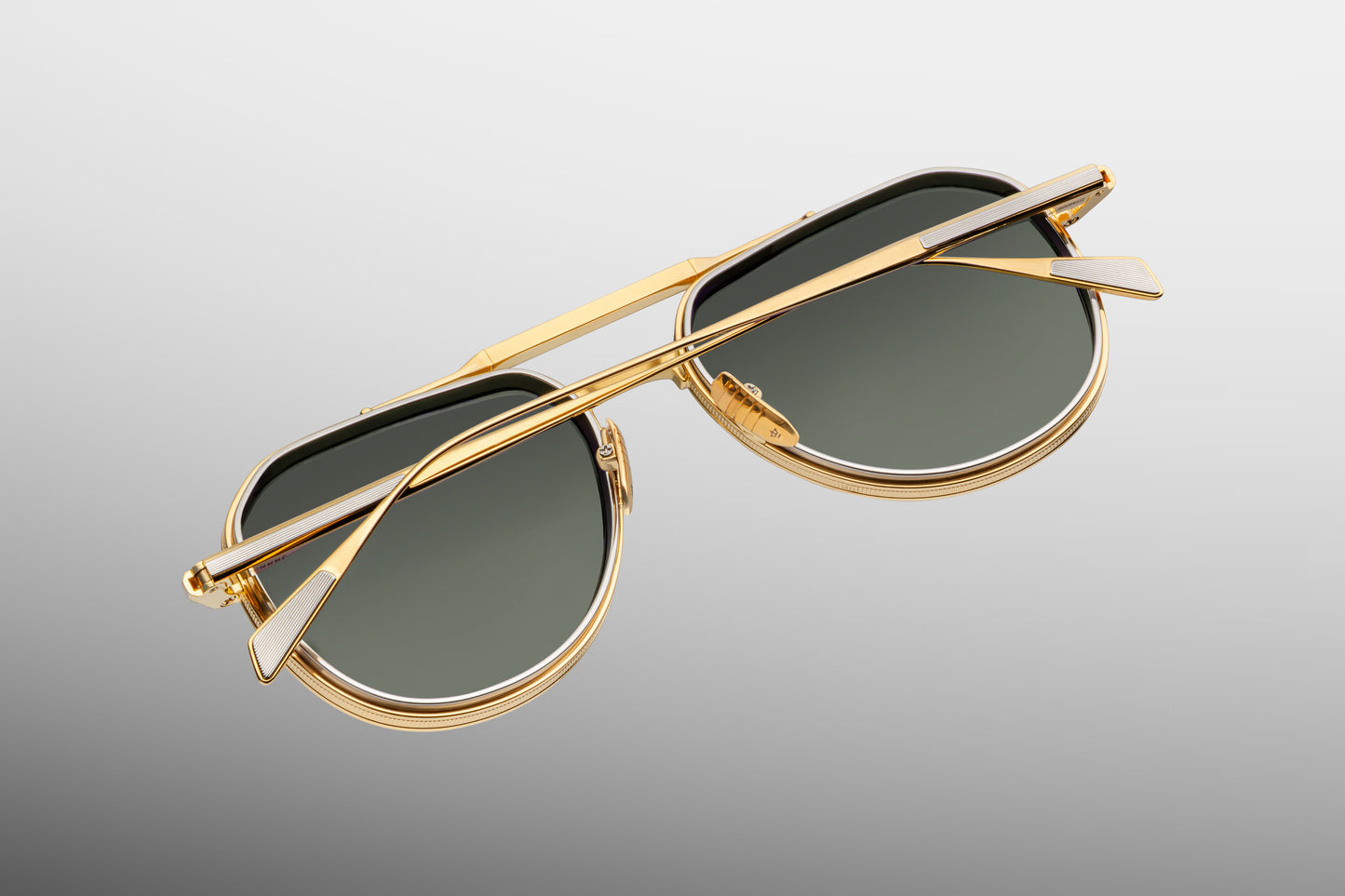 Close-up back view of Jacques Marie Mage Commander Musket sunglasses showing inner temple engraving and titanium structure
Rear detail of JMM Commander Musket frame revealing handcrafted metalwork and limited edition markings