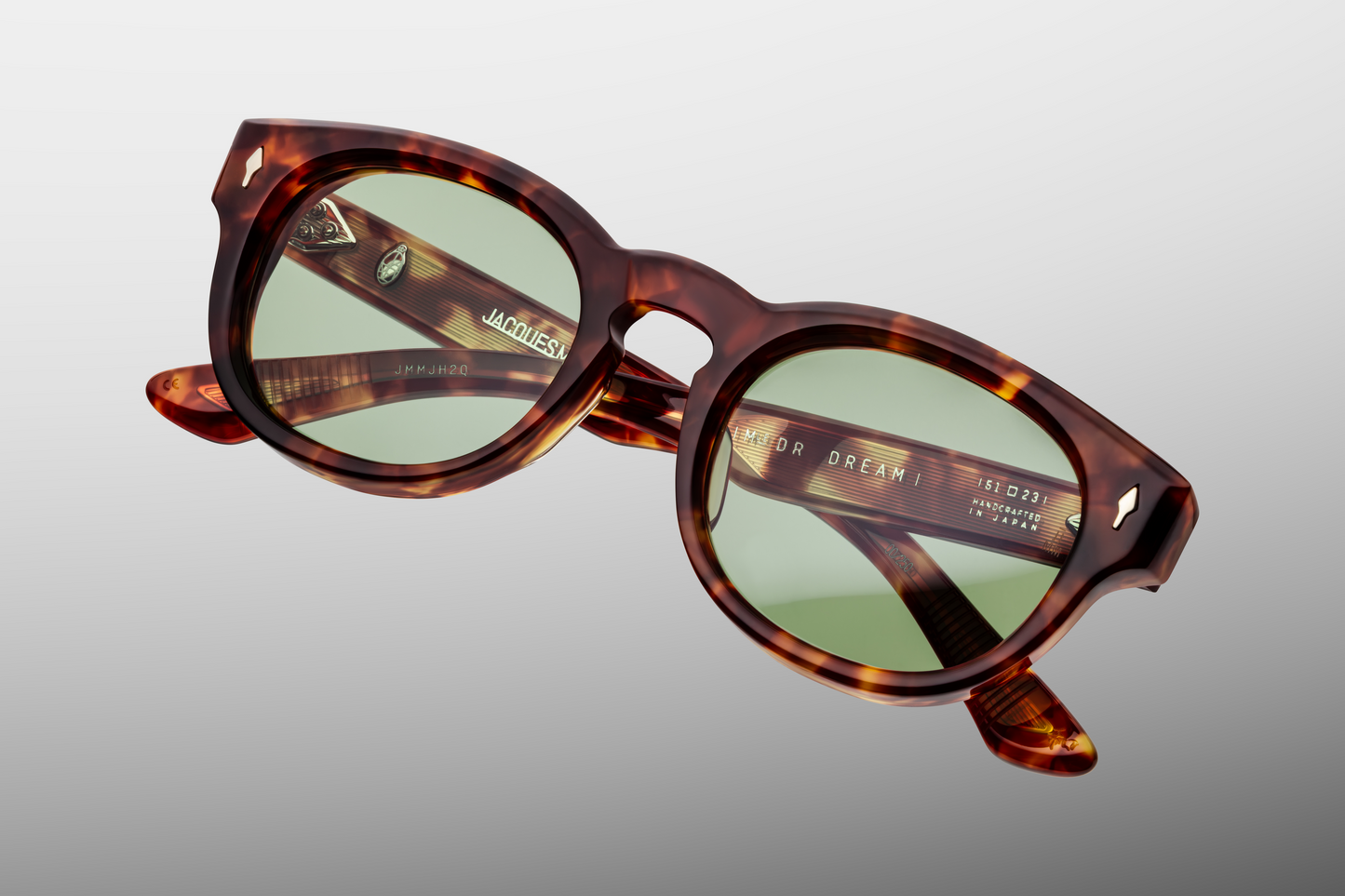 Top-down view of Dr. Dream Baltic — keyhole bridge, gently sloping browline, and bevelled edges of the translucent Baltic acetate frame