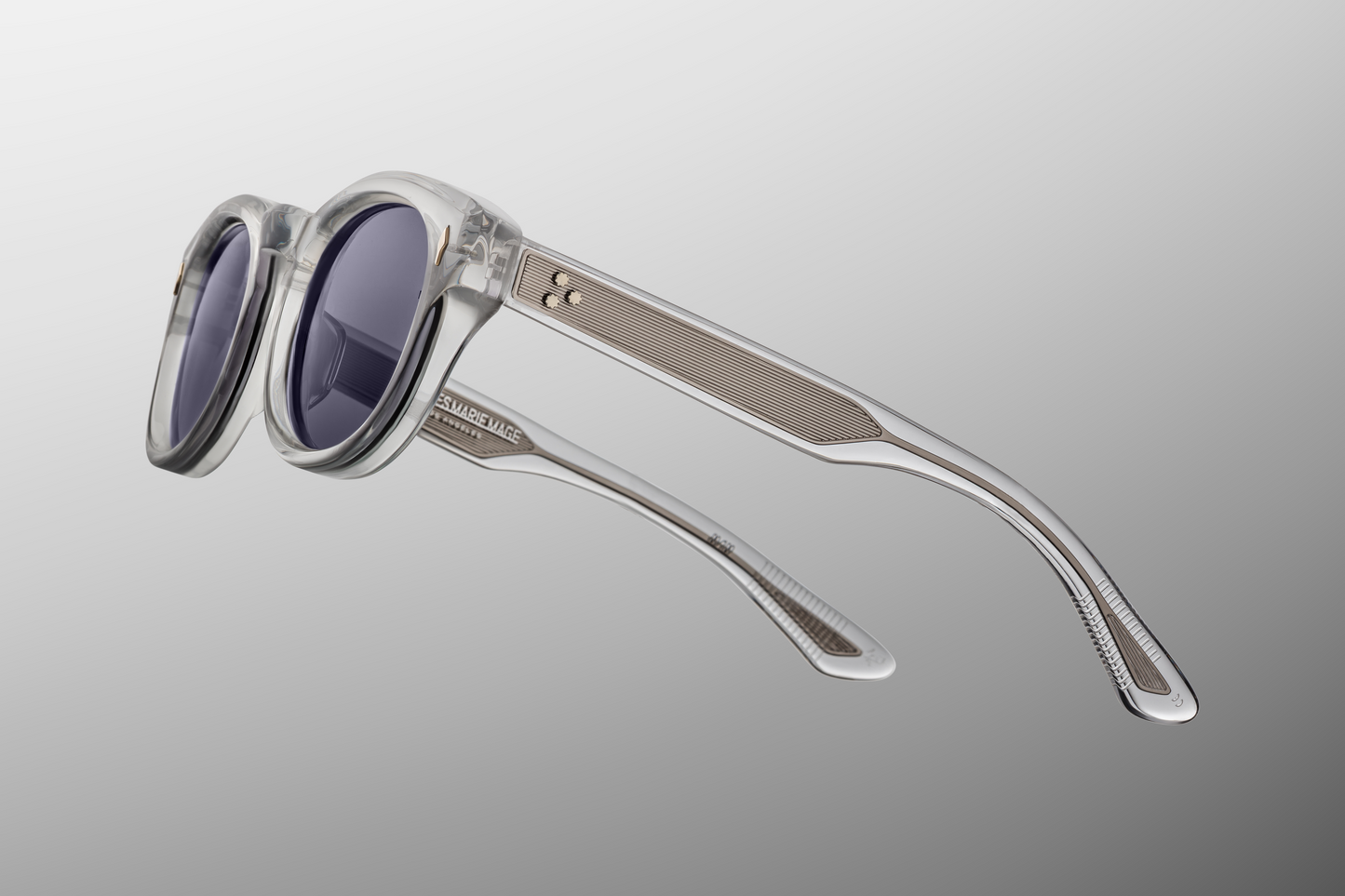 Top-down view of Dr. Dream Sulfur — keyhole bridge, softly sloping browline, and neat bevelled edges of the yellow-sulfur acetate frame