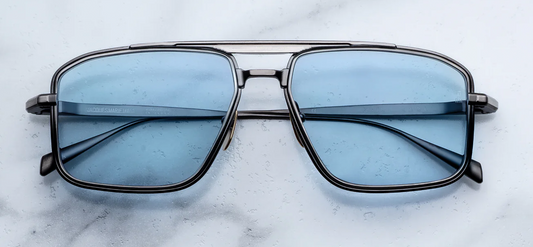 Jacques Marie Mage Earl Antique Silver sunglasses front view, titanium navigator frame in antique silver with gradient CR39 lenses and 1970s inspired design