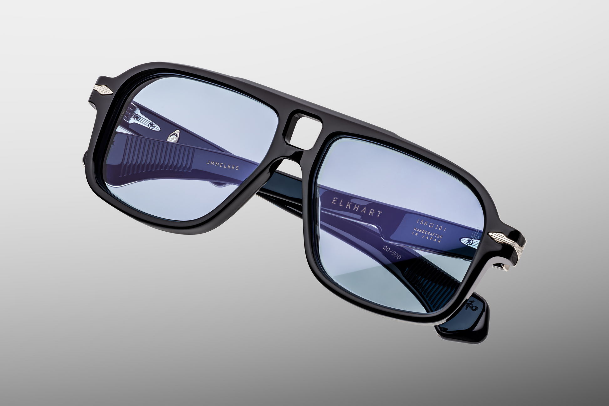 Top view of Jacques Marie Mage Elkhart Obscure sunglasses showcasing sculptural brow ridge and bold frame design – available at WINK Optometrists.