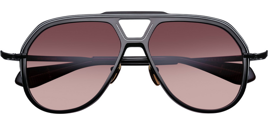 THE JACQUES MARIE MAGE LOCKHEED IN BLACK 100% BETA TITANIUM FRAME WITH PURPLE LENSES AND BLACK ENGRAVED TITANIUM TEMPLES , BLACK TENSION-SECURED CUSTOM HIDDEN HINGE, CUSTOM NOSE PADS WITH LOGO AND HAIRLINE ENGRAVING AND 
100% UV PROTECTION