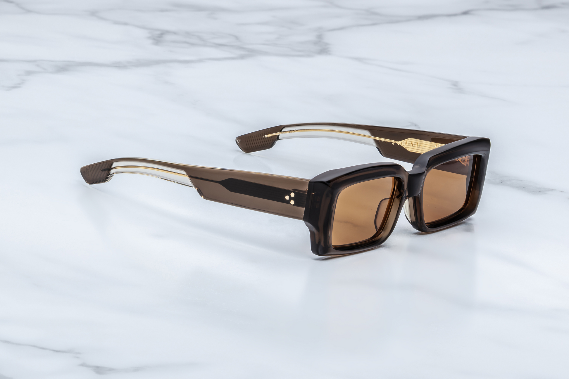 acques Marie Mage Quant London sunglasses three quarter angle highlighting sculpted grey acetate frame, thick temples and luxury craftsmanship – available at Wink Optometrists