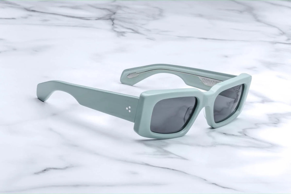 Side profile of JMM Supersonic Glacier glasses showing bold 90s-inspired rectangular temple arms. Available at WINK OPtometrists