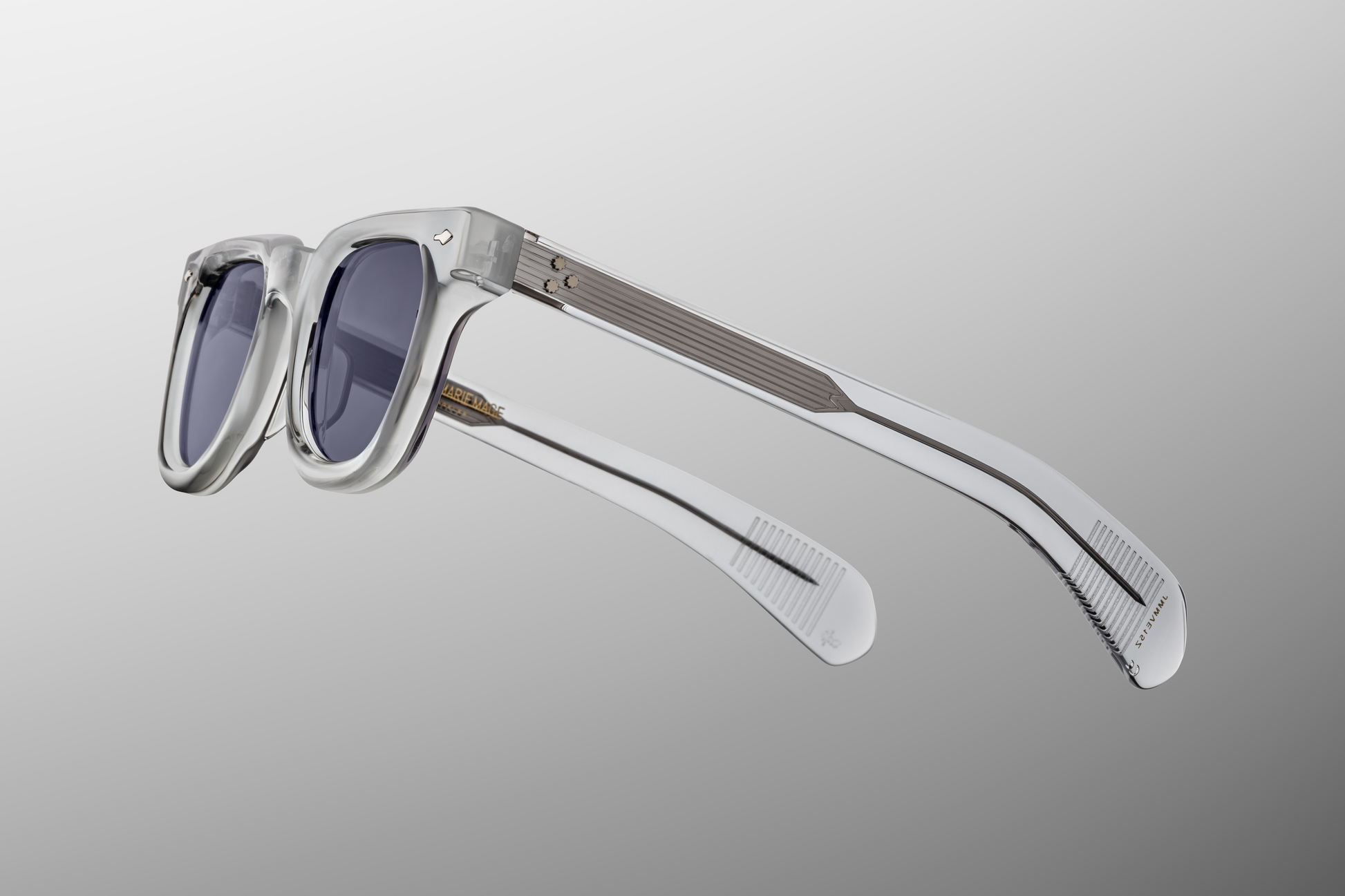 Close‑up of Vendome Sulfur hinge — custom 7‑barrel silver‑tension hinge with engraved wire‑core detail