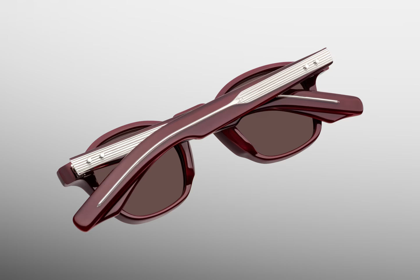 Jacques Marie Mage Zephirin Bordeaux Empire sunglasses rear view highlighting handcrafted burgundy acetate construction, sculpted temples and artisan Japanese craftsmanship