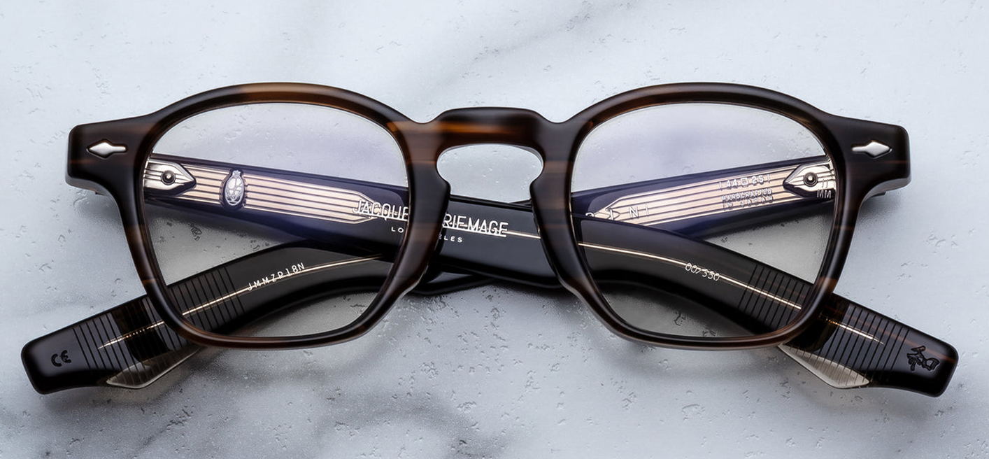 Front view of Jacques Marie Mage Zephirin eyeglasses in hazel superlight brown acetate frame with round/squared lenses and light brown CR39 lenses