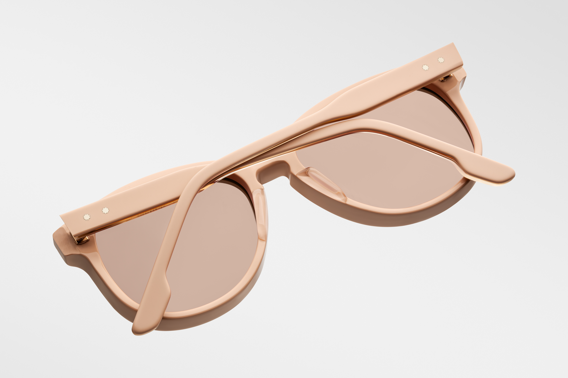 Back view of Jacques Marie Mage Kay in dust suede, showing the rear of the soft matte frame and inside temple edges