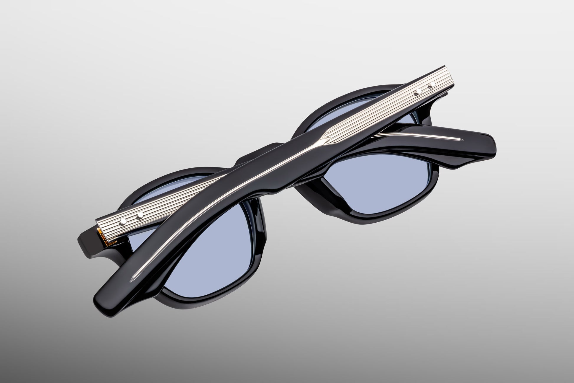 Jacques Marie Mage Zephirin Obscure sunglasses rear view highlighting premium black acetate construction, sculpted temples and artisan Japanese craftsmanship