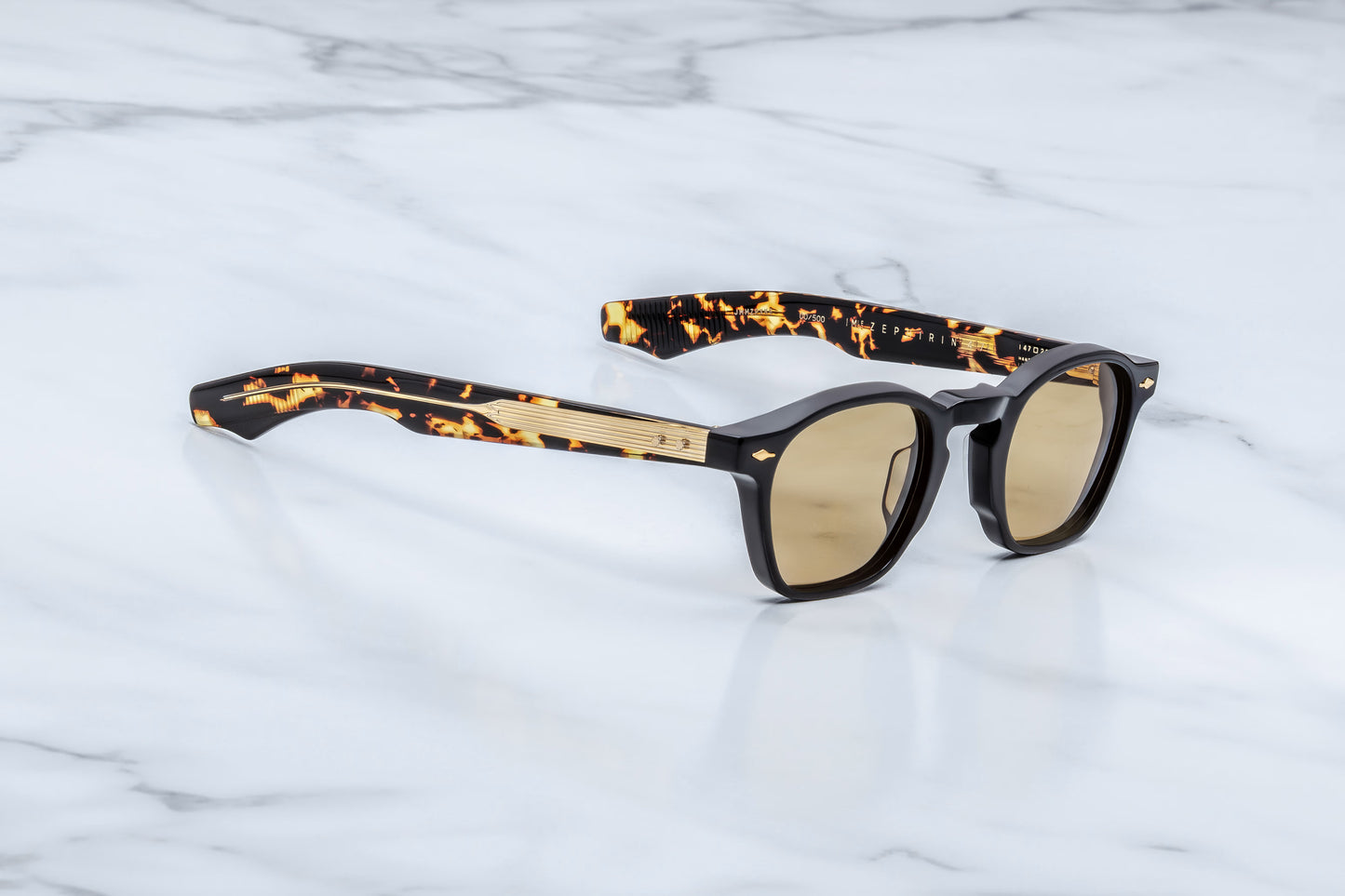 acques Marie Mage Zephirin Tavern side view showing sculpted acetate temples, exposed gold wire core and slim profile