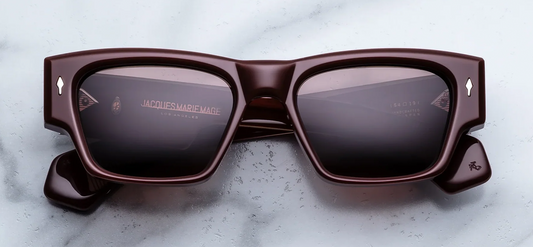 Jacques Marie Mage Zimmerman Bordeaux Empire burgundy acetate sunglasses with brown lenses front view.