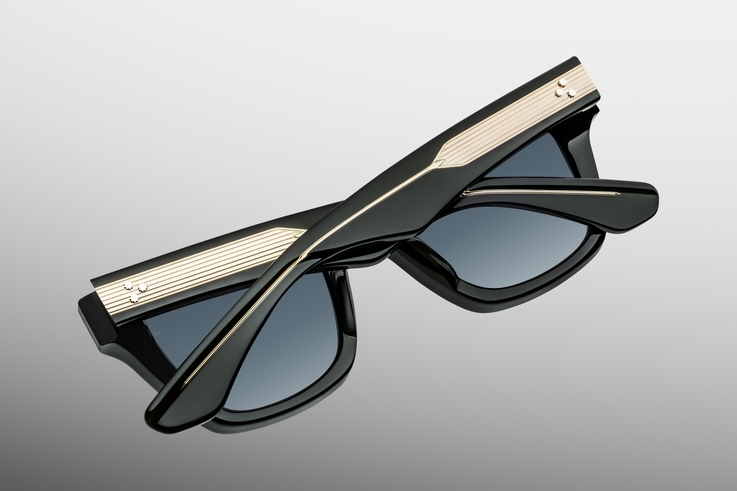 Back view of Jacques Marie Mage Torrance Viper collector sunglasses with closed temples, showcasing polished Viper acetate finish and engraved inner-temple hallmarks — limited-edition luxury eyewear at WINK Optometrists Australia