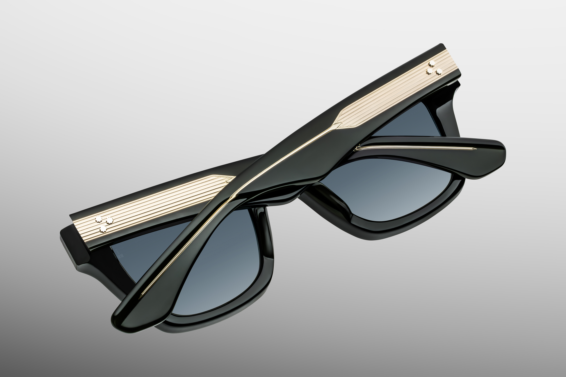 Back view of Jacques Marie Mage Torrance Viper collector sunglasses with closed temples, showcasing polished Viper acetate finish and engraved inner-temple hallmarks — limited-edition luxury eyewear at WINK Optometrists Australia