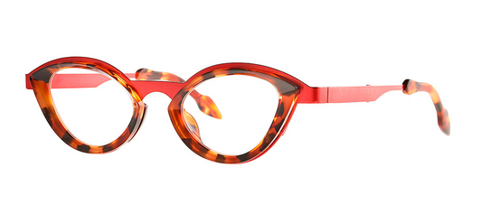 THEO EYE 005 HOT RED SHINE BROWN DALMATION THEO AVAILABLE AT WINK OPTOMETRISTS MELBOURNE AUSTRALIA. THEO LOVES YOU