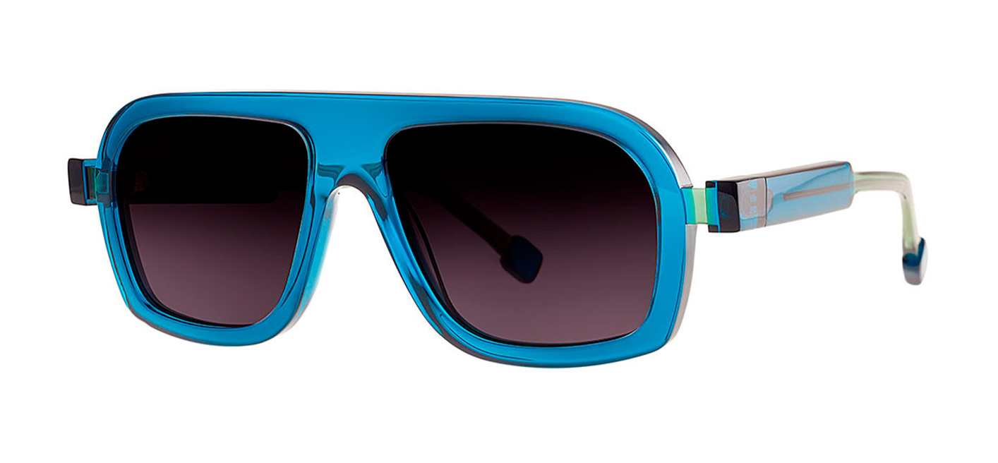 front view of theo crank in 008 PETROL BLUE GREEN Belgium designed by theo loves you at WINK Optometrists Melbourne Australia