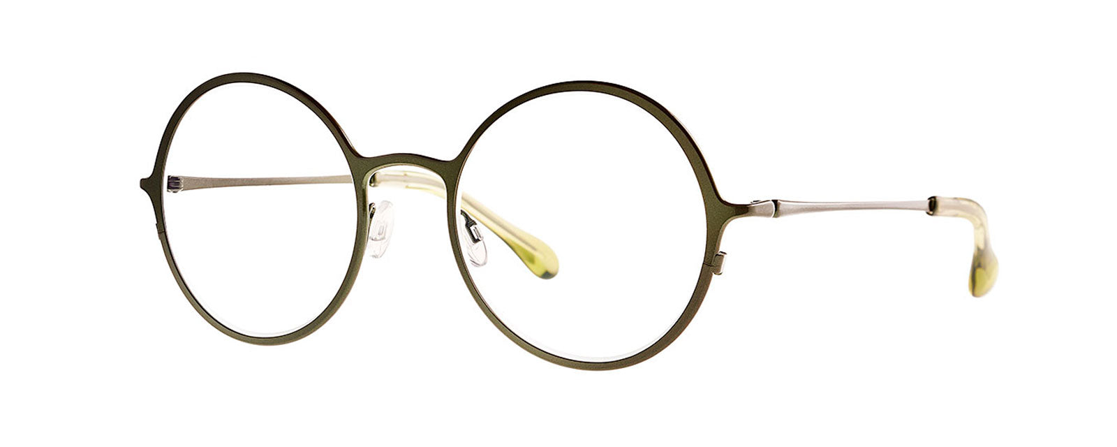 Theo Mercury Green eyewear featuring a unique, modern design with a vibrant green frame, showcasing a bold and stylish look.
